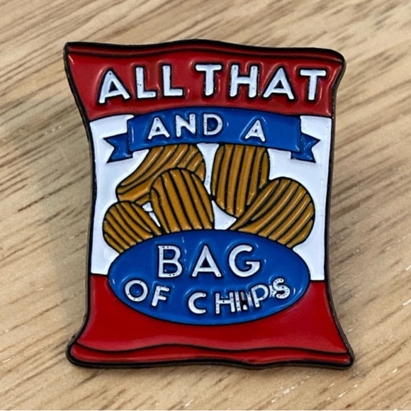 All that and a bag of chips lapel pin NEW Potato chips brooch snack - Picture 1 of 6